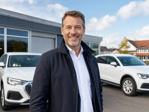 Verkäufer aus Inden mit dem verkauften Fahrzeug